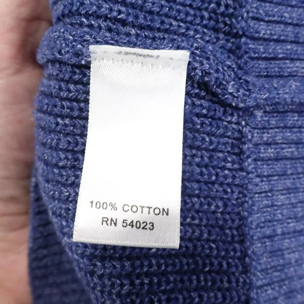 Banana Republic Sweater Mens Large Blue 1/4 Zip Pullover‎ Ribbed Cotton Knit